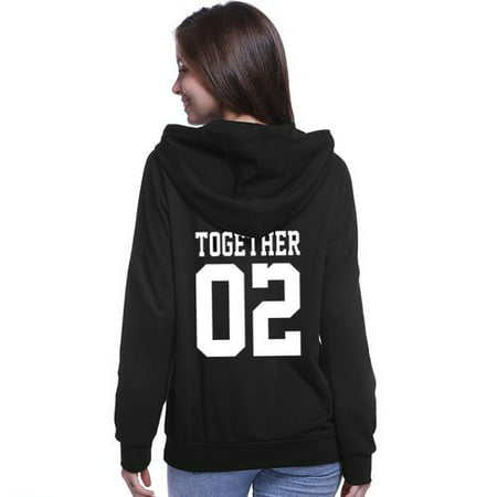 KABOER Couple Casual Hoodie Together Forever 01 02 Letter Print Hooded Sweatshirt Lover Hooded Pullover Valentines Day