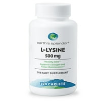 Earth's Splendor L-Lysine 500 mg Dietary Supplement for Men & Women, Supports Collagen & Tissue Maintenance (500 mg, 100 Caplets)