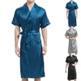 thumbnail image 1 of JDQJBZ Mens Solid Color Viscose Robe With Pocket Belted Bathrobe, 1 of 4