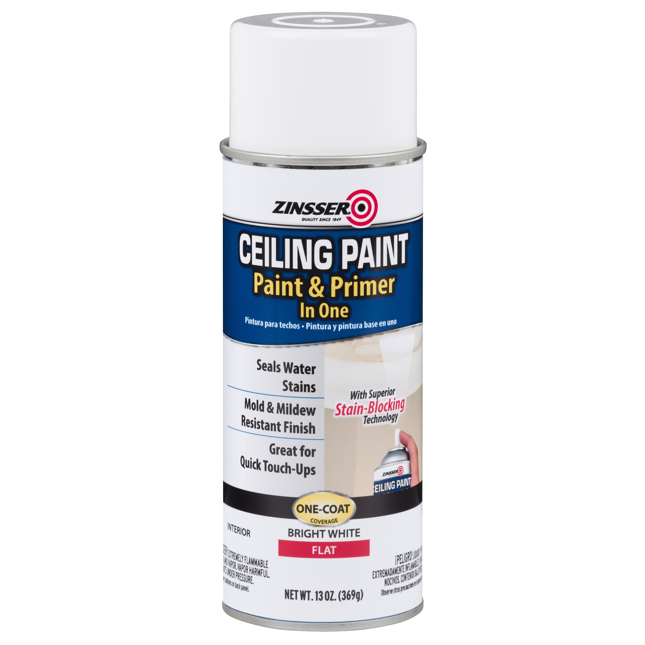 6 Pack, White, Zinsser Flat Ceiling Paint and Primer Spray- 13 oz