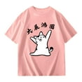 thumbnail image 4 of LUOGENLI Girls' Graphic T Shirt Casual Loose Fit Short Sleeve Tee with Cat and Letter Print Comfortable Top for Toddler and Youth Size 5-6 Years, 4 of 4