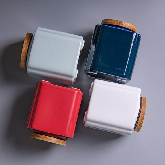 LEORX Dark Blue Ceramic Tea Canister with Sealing Lid for Home Use, Storage for Black Tea, Green Tea, 1pc