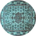 thumbnail image 1 of Ahgly Company Indoor Round Medallion Light Blue Traditional Area Rugs, 8' Round, 1 of 4