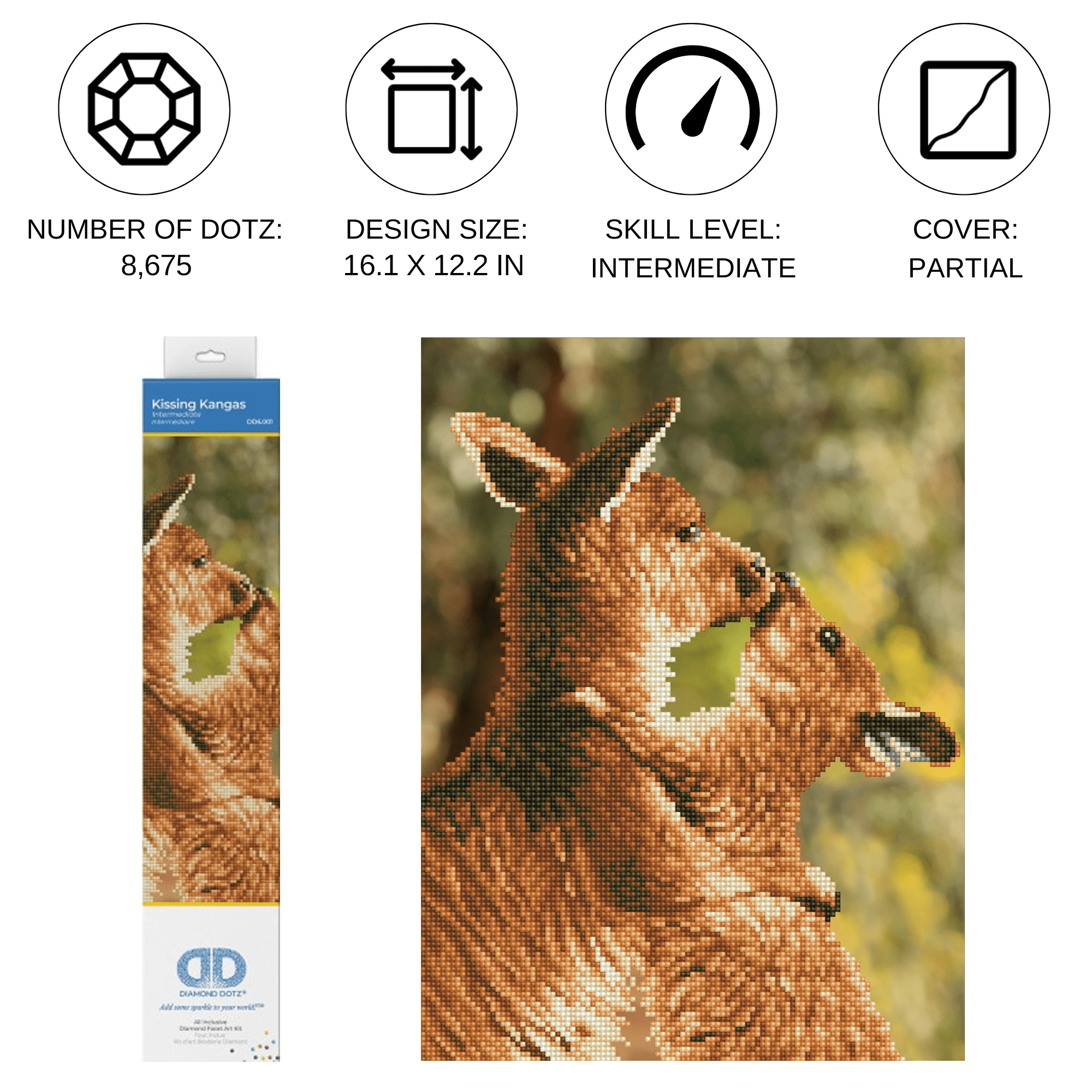 Diamond Dotz Kissing Kangas Animal Diamond Painting Kits for Adults - Diamond Art Kits a Relaxing Creative Craft Kit with Dotz Gems 16.1"x12.2"