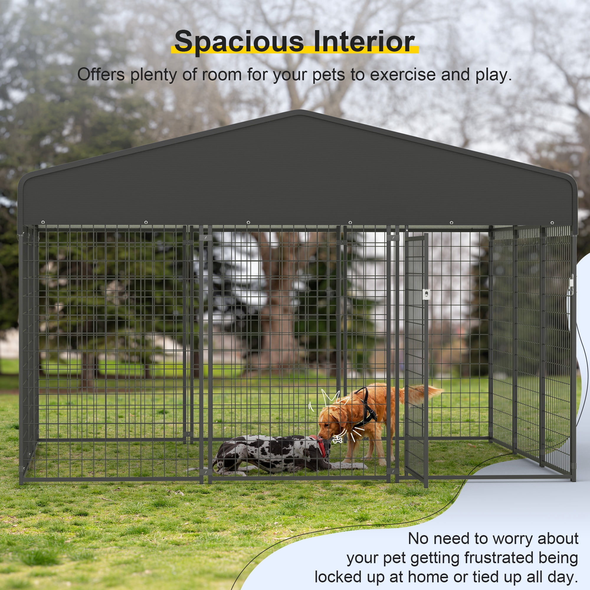 Large Outdoor Dog Heavy Duty Dog House Pet Kennel Steel Fence with Secure Lock