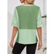 thumbnail image 4 of Tops Dokotoo Spring para mujer, camiseta verde de manga corta con cuello en V, 4 of 6
