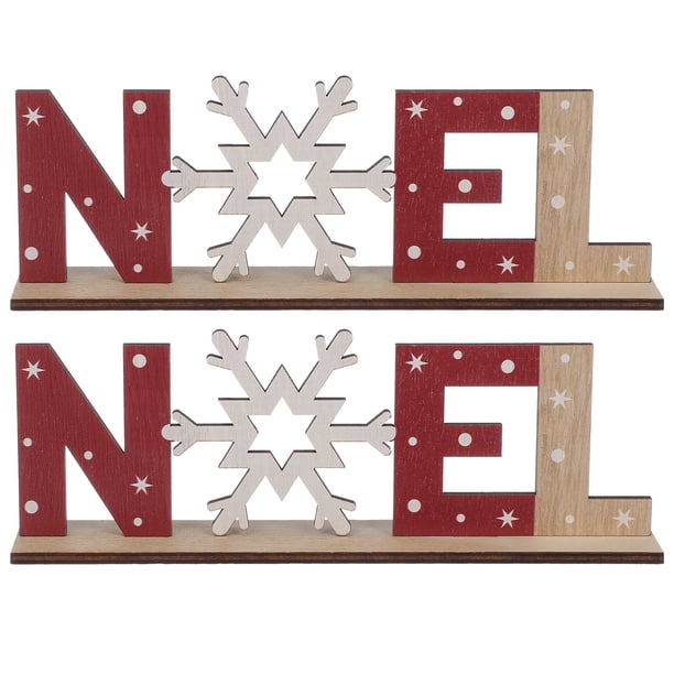 letreros navideños de madera con diseño de copos de nieve, adornos decorativos de madera para escritorio, suministros para fiestas navideñas.