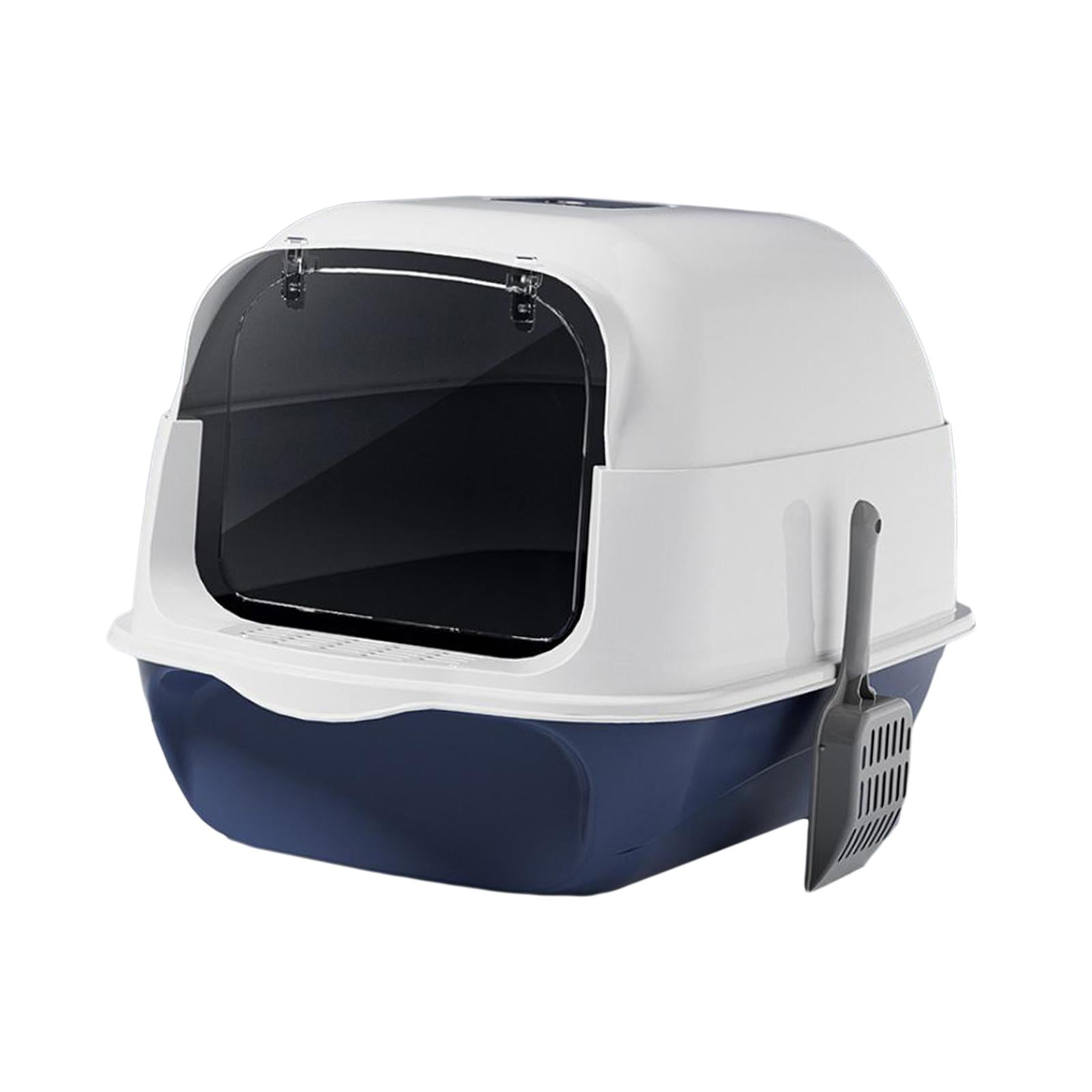 YWMJZEU Cat Litter Box with Hood Kitten Potty Removable Portable Large Cat Litter Litter Blue