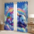 thumbnail image 2 of Unicorn Panda Window Drapes Block 30%-50% Light,Cartoon Animals Kitchen Window Treatments 42Wx63L Inches,Rainbow Cloud Decor Window Curtains, 2 of 6