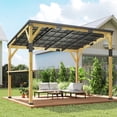 thumbnail image 6 of Outsunny 10' x 14' Wooden Gazebo, Hardtop Lean-to Gazebo Pergola with Galvanized Steel Sloped Roof, Bar Shelf, Large Heavy Duty Awning, Natural Wood, 6 of 9