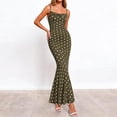 thumbnail image 4 of Xdegoge Prom Dresses for Women Slim Fit Spaghetti Strap Cowl Neck Maxi Dress Polka Dot Mermaid Ruffle Hem Evening Dresses Formal Wedding Guest Party, 4 of 7