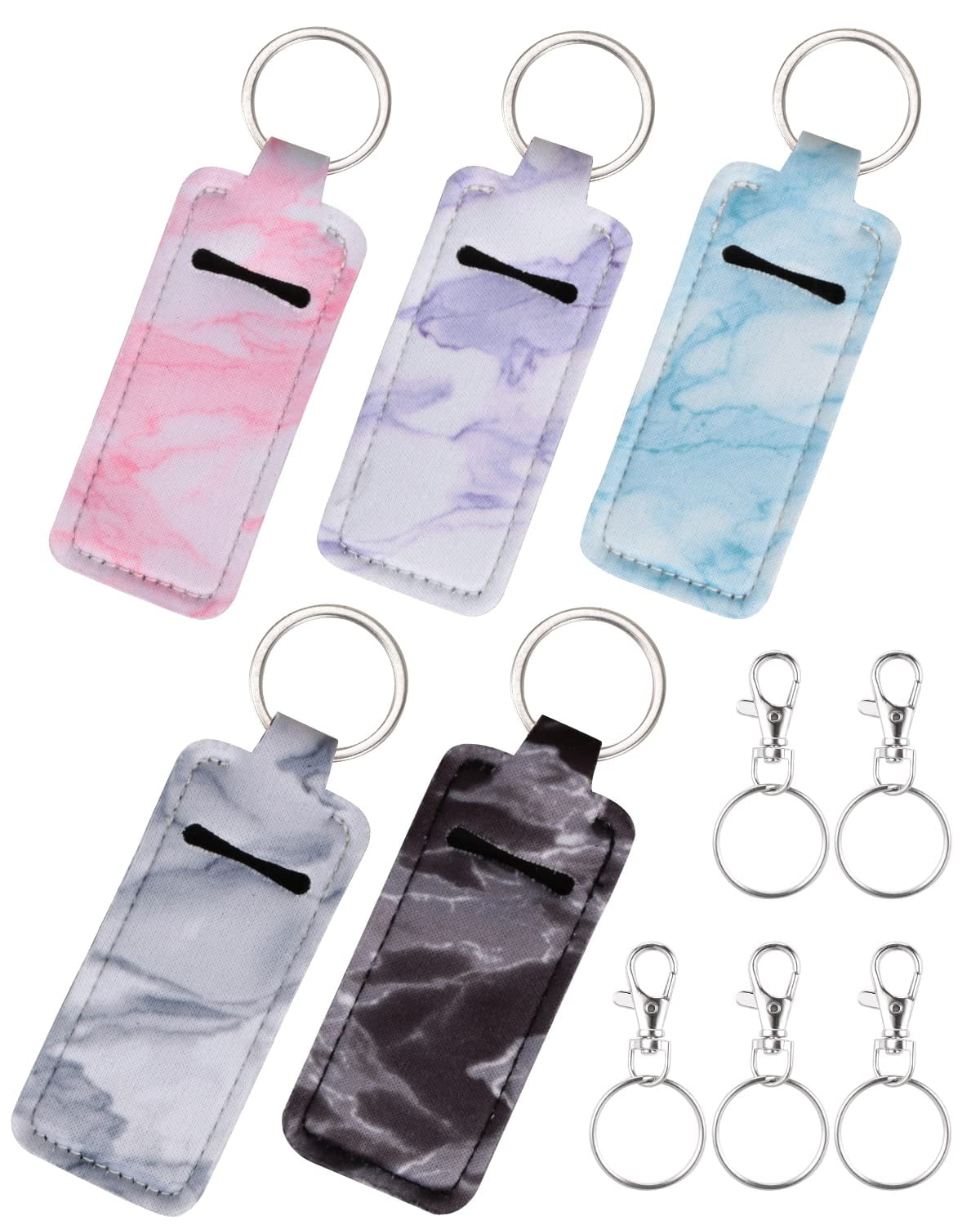 4 Vibrant Colors Flowers Pattern KISSBUTY 4 Pcs Chapstick Holder Keychains Lipstick Holder Keychains Chapstick Keyring Holder with Metal Clip Cords Suitable for Chapstick Tracker Safeguard Lanyard 
