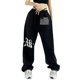 thumbnail image 1 of Gibobby pantalones anchos con bolsillos Ajuste holgado Elástico Cordón Joggers Pantalones Entrenamiento Casual Imprimir Pantalones holgados Correr Yoga Gimnasio Plus Deporte Harem (Negro, M), 1 of 4