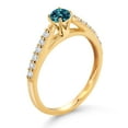 thumbnail image 3 of Gem Stone King 10K Yellow Gold London Blue Topaz and White Lab Grown Diamond Engagement Ring for Women (0.40 Cttw, Gemstone November Birthstone, Round 3.5MM, Size 5), 3 of 4