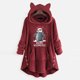 thumbnail image 2 of Top de abrigo de Navidad con capucha y manga larga con botones de felpa y orejas de gato con estampado informal para mujer Pompotops  gfhjh24566, 2 of 4