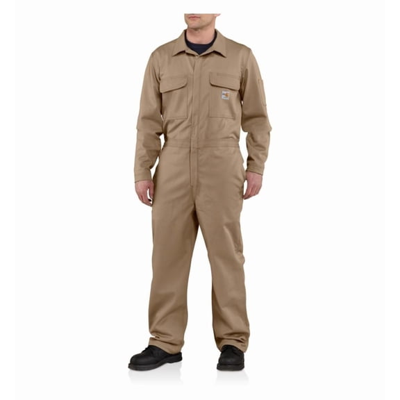 Carhartt Men's Flame Resistant Traditional Twill Workwear Overalls, Khaki, Size 48