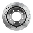 thumbnail image 4 of New Cross-drilled Brake Disc Compatible With Chevrolet Express 3500 LT 8 Cyl 6.0L Express 3500 Base 8 Cyl 6.6L Express 2500 Base 6 Cyl 4.3L 2003-2022 By 19326 41243 55057 55120, 4 of 6