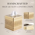 thumbnail image 2 of Tissue Box Cover Square - Handcrafted Wave Embossed Brushed Metal Holder For Bathroom Accessory  Aesthetic Decorative Facial Napkin Cube Modern Home Decor, 2 of 9
