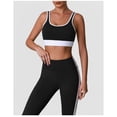 thumbnail image 5 of PISONIC Women 2 Piece Workout Sets Color Block Sports Bra High Waist Tummy Control Active Leggings Yoga Outfit Set, 5 of 7