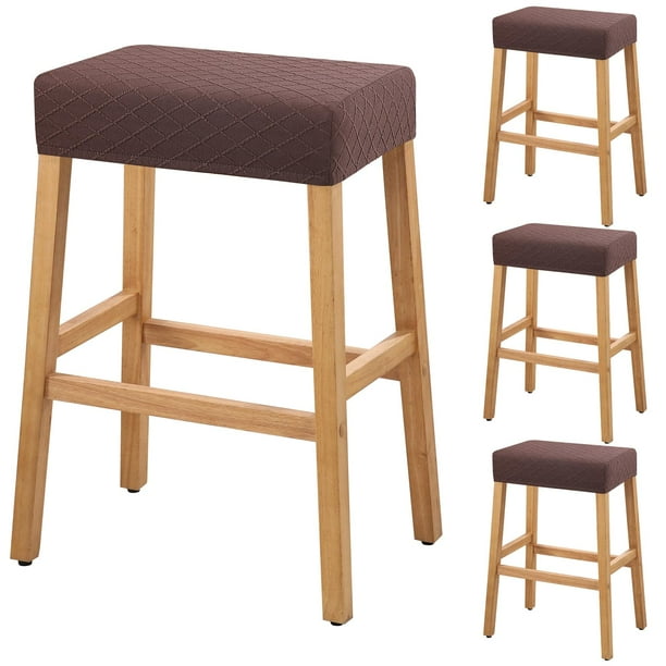YISUN Fundas para taburetes rectangulares - Paquete de 4 Fundas elásticas impermeables para asientos de silla de montar Taburetes de bar Fundas para sillas de bar Protector de cojín para sillas de isl