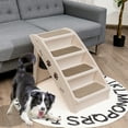 thumbnail image 3 of Gymax Folding Plastic Pet Stairs 4 Step Ladder for Small Dog & Cats Beige, 3 of 10
