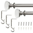 thumbnail image 3 of Lumi Adjustable 3/4" Curtain Rod and Brushed Nickel Crystal Knob Finial Set, 3 of 5