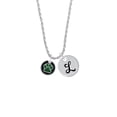 thumbnail image 2 of Delight Jewelry Silvertone Green Paw on Black Disc Silvertone Script Initial Disc - L - Charm Necklace, 20"+3", 2 of 4