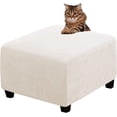 thumbnail image 1 of Ottoman Cover Slipcovers Square Fit Length 13"-44" Footrest, Stool Covers, Ottoman Protector Cover, Footstool Covers with Stretch Thick Checked with Elastic Bottom, Removable Washable(Ivory,M(46-56cm), 1 of 7