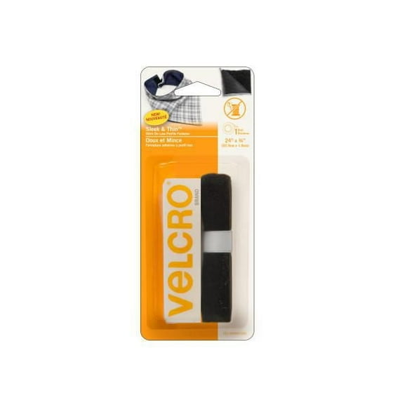 VELCRO® BRAND Sleek and Thin™ Stick On 24" x 3/4" tape, Black