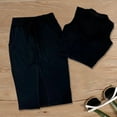 thumbnail image 6 of TNOBHG Women Style Suit 2 Pcs/set Women Vest Skirt Set Round Neck Solid Color Sheath High Waist Split Pockets Short Skirt Tank Top Set Summer Crop Top Skirt, 6 of 8