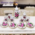 thumbnail image 1 of Juego de té en miniatura para niñas, juego de té, muebles para casa de muñecas, 15 piezas, tazas de porcelana a escala 1:12, vajilla con flores, teteras decorativas para cocina, 1 of 5