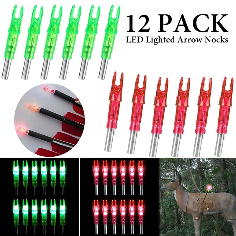 12Pcs Lighted Nocks for Crossbow Bolts LED Archery Nocks 6.2mm Arrow Nocks for Outdoor Hunting