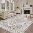 thumbnail image 3 of SIXHOME 4'x6' Area Rugs for Living Room Washable Traditional Distressed Carpet Non Slip Soft Retro Floral Indoor Throw Rug for Bedroom Dinning Room Vintage Taupe Brown, 3 of 7