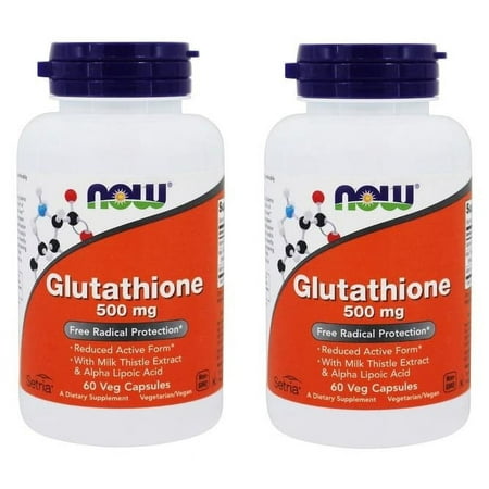 Now Foods Glutathione, 500 mg, 60 Veg Capsules 2 Packs