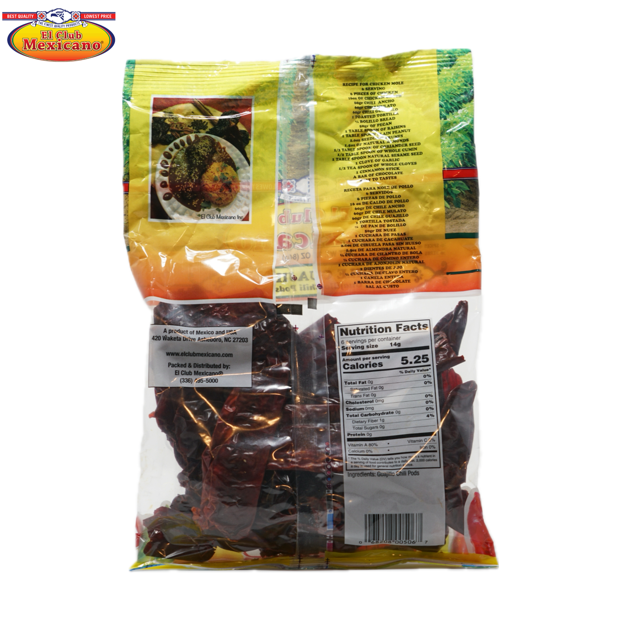 El Club Mexicano Dried Guajillo Chili Pods - Medium Heat