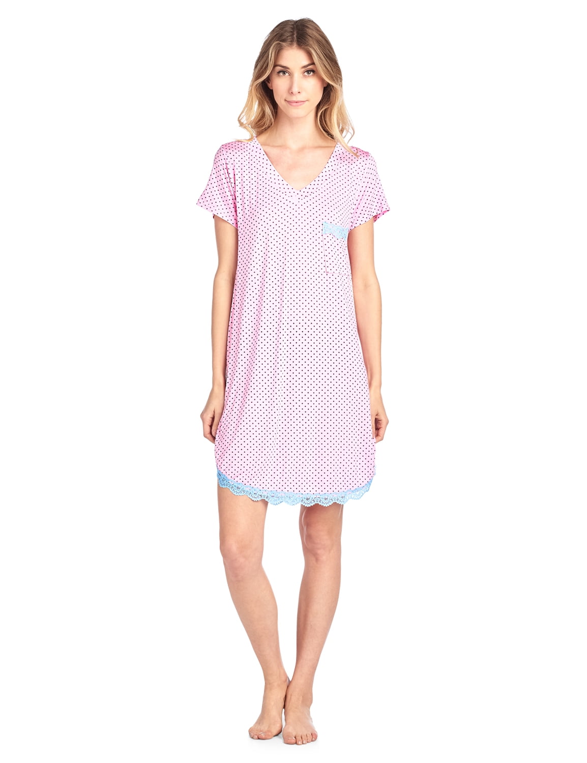 Casual Nights Women's Rayon Short Sleeve Dot Dorm Sleepwear Nightshirt