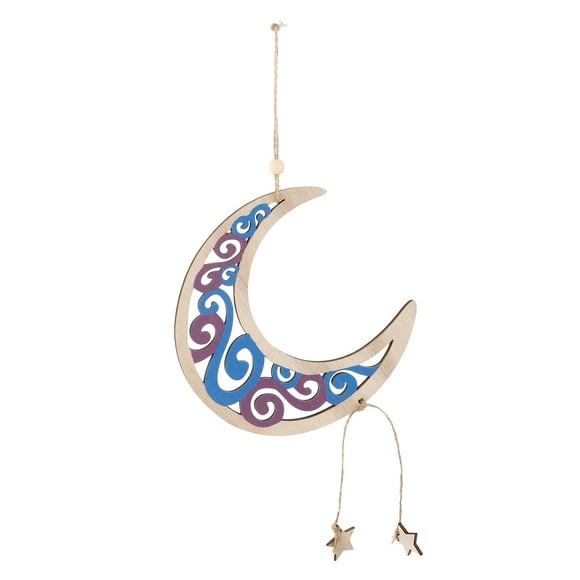 Wood Moon Hanging Ornament Hollow Rustic Moon Star Wall Decor Embellishment