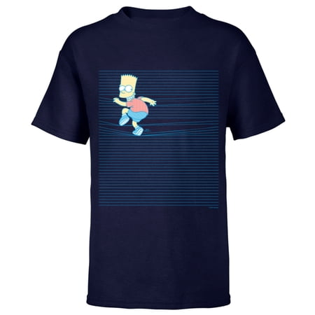 The Simpsons Bart Simpson Ruled Notebook Paper School Escape – Short Sleeve T-Shirt for Kids – Customized-Navy