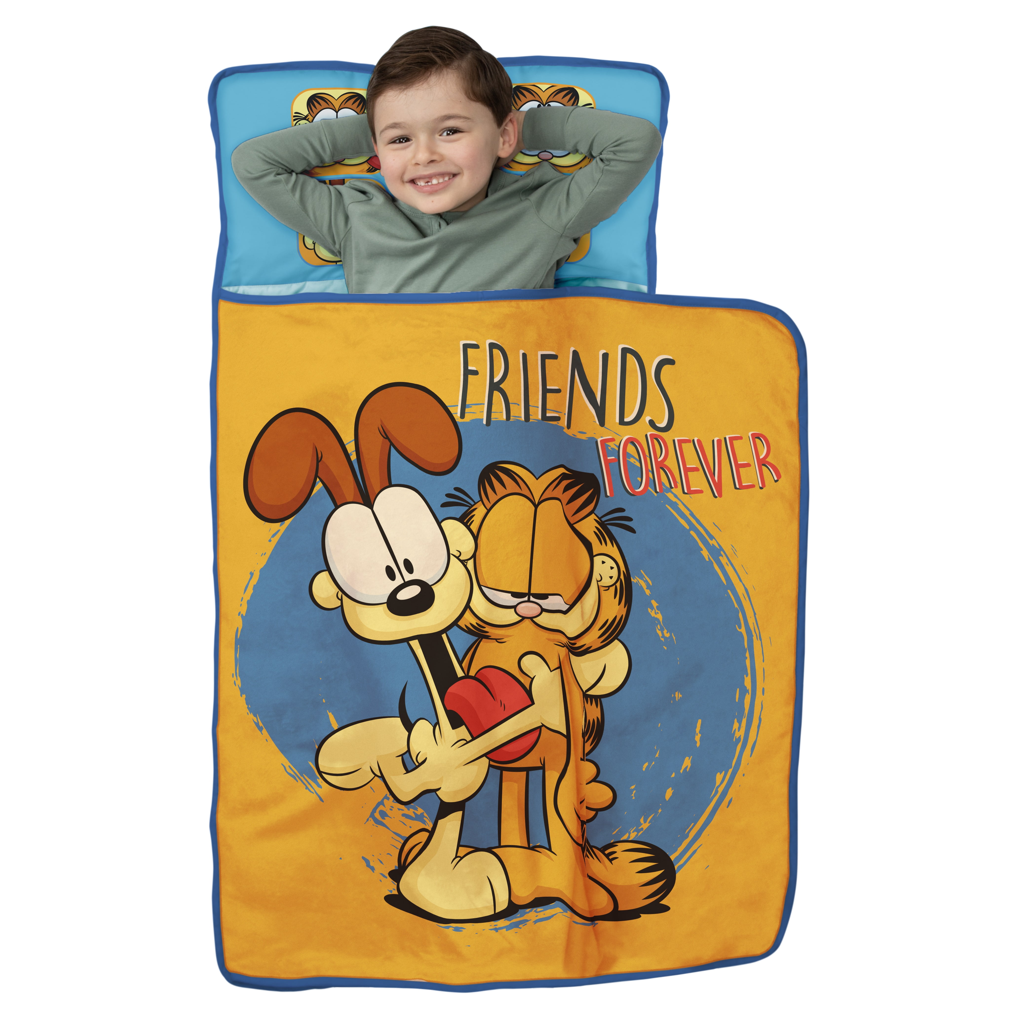 NoJo Garfield Toddler Nap Mat, All-In-One Blanket, Pillow, Pad, Toddler Boy or Girl