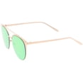 thumbnail image 3 of Women's Oversize Metal Crossbar Mirrored Flat Lens Cat Eye Sunglasses 61mm (Matte Gold / Magenta Mirror), 3 of 4