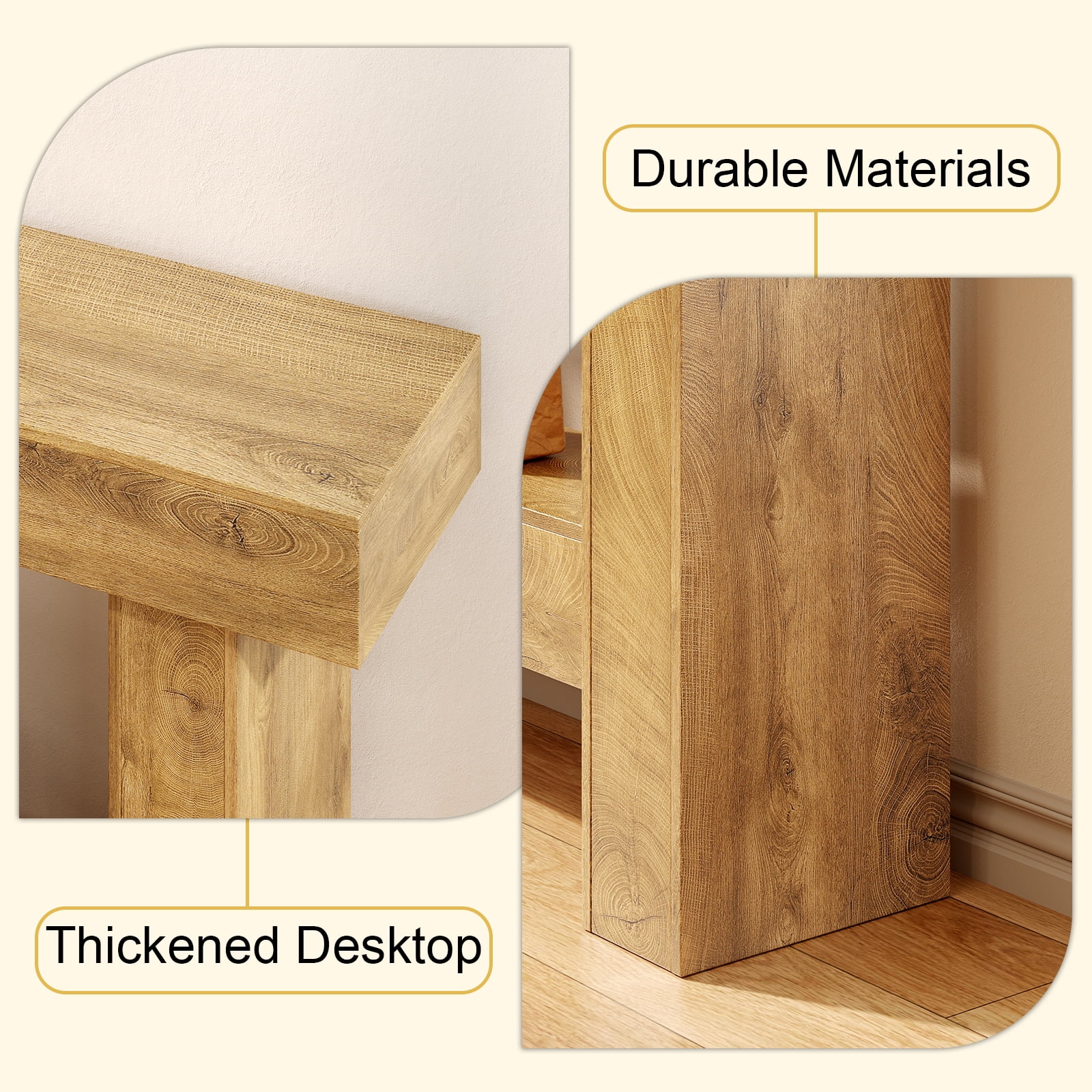 Tarnorci Wooden Console Table,  Behind the Couch, Farmhouse Entryway Table for Hallway, Living Room, Brown