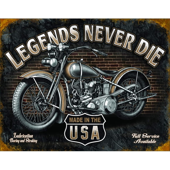 Desperate Enterprises Legends Never Die Biker Tin Sign Flat New 31X40 CM S2177