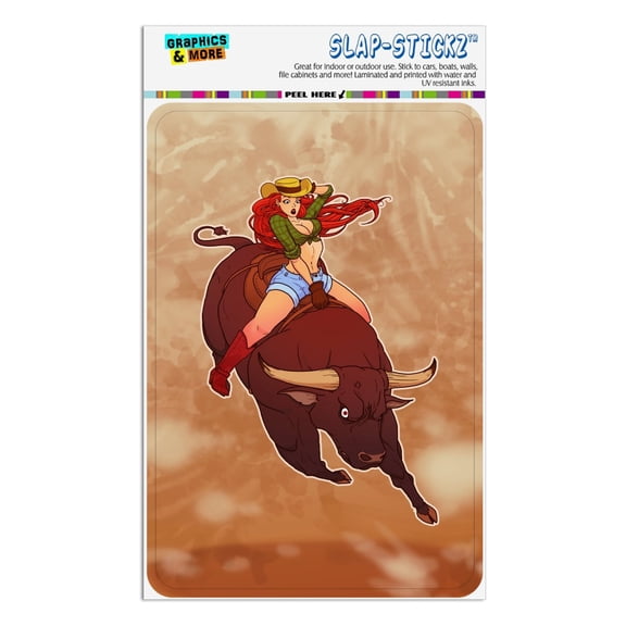 Cowgirl Pinup Riding Bucking Bull Rodeo Home Business Office Sign
