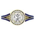 thumbnail image 2 of Dazzlingrock Collection IGI Certified 5.8mm Center & Side White Diamond Halo Style with Sided Blue Sapphire Shank Engagement Ring for Women in 14K Yellow Gold, Size 10, 2 of 7