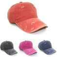 thumbnail image 2 of Vintage Distressed 100% Cotton Adjustable Solid Polo Denim Baseball Cap Hat Ball Dad Washed, 2 of 15
