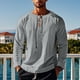 thumbnail image 1 of Blusas y camisas de manga larga con cuello en V para hombre, blusa informal de moda lisa con tirantes sueltos, blusa de manga larga con cuello en V, blusa de poliéster para hombre, 1 of 8