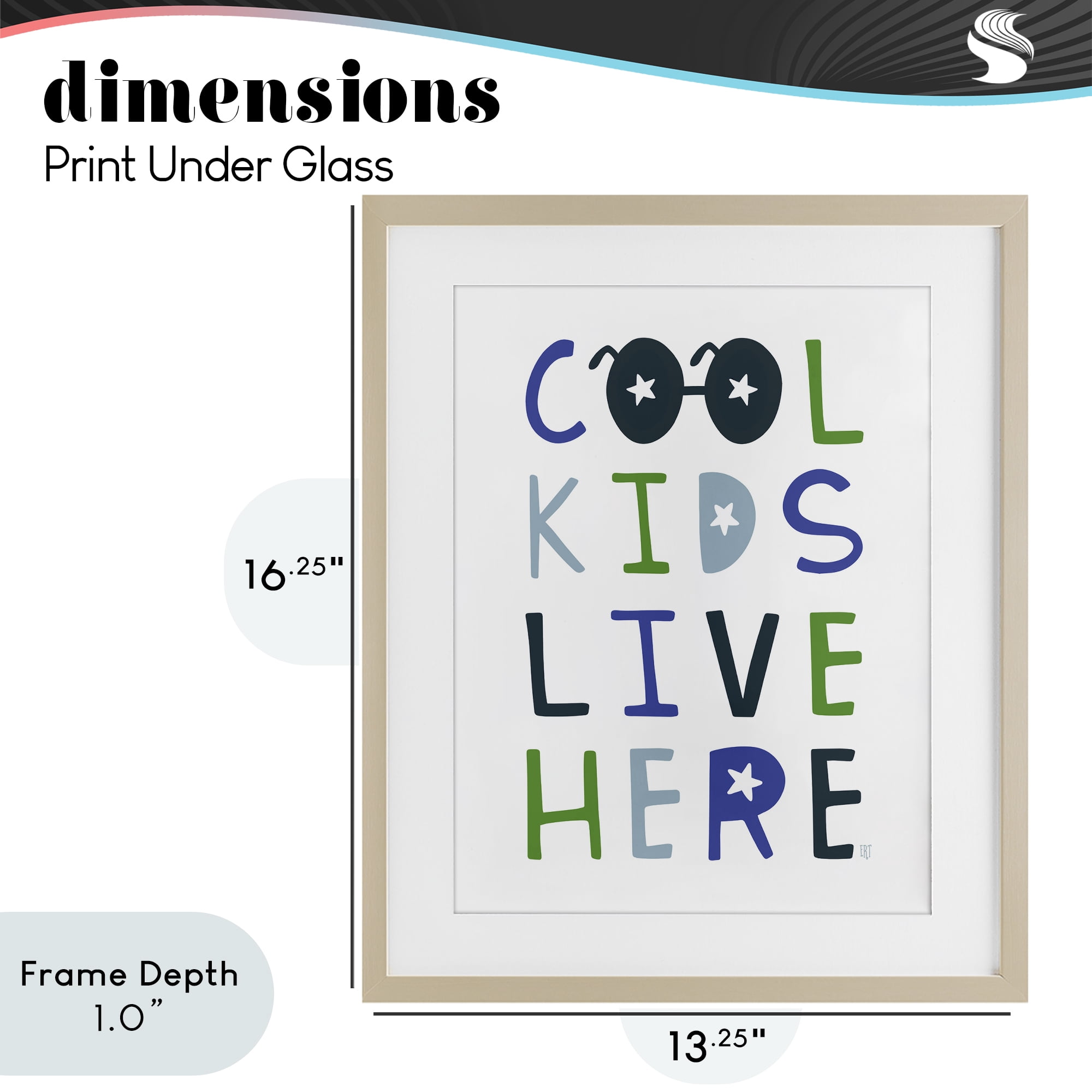 Stupell Industries Cool Kids Live Here Birch Framed Print Under Glass, design by Elizabeth Tyndall