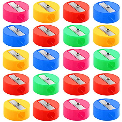 Yexpress 144 Pcs Bulk Round Pencil Sharpeners, Colorful Plastic Manual Sharpeners for Office School Supplies and Gifts (Multicolor)