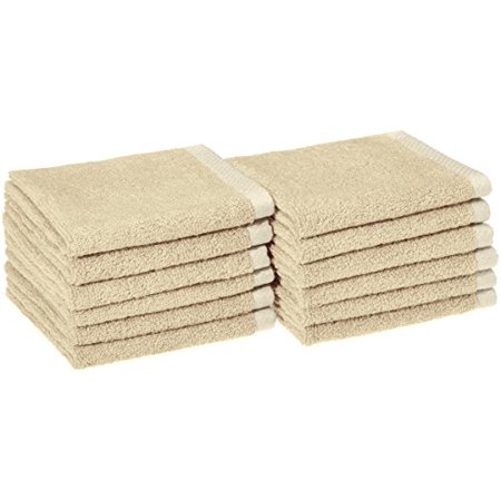 Basics Quick-Dry, Luxurious, Soft, 100% Cotton Towels, Linen - Set of 12 Washcloths