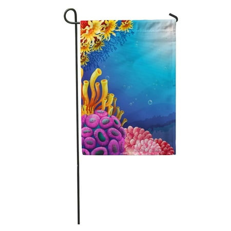 Coral Of The Sea LADDKE Red Reef of The Beautiful Corals Under Sea Blue Deep Garden Flag Decorative Flag House Banner 12x18 inch ()